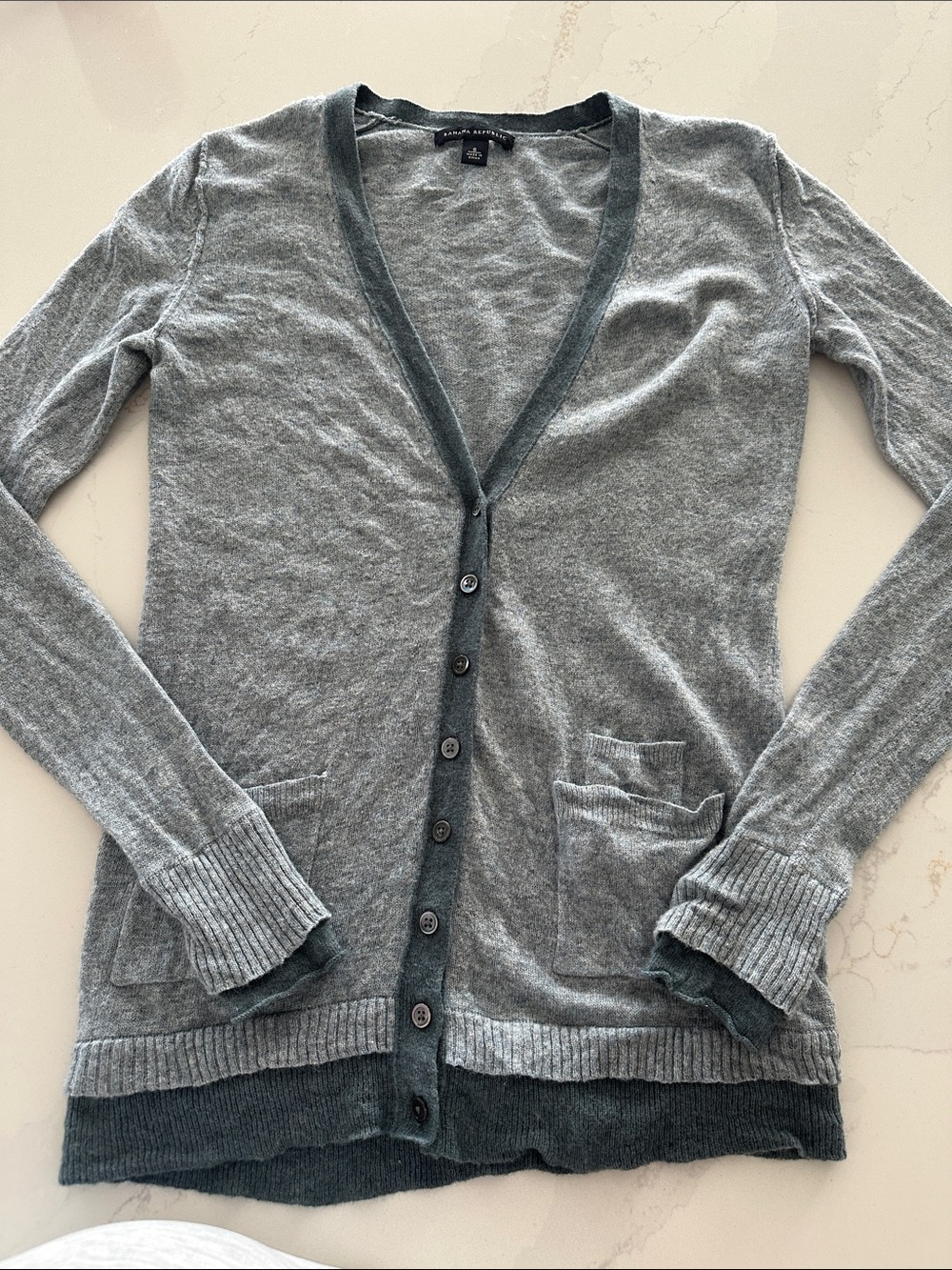 Banana Republic Wool and Cashmere blend two tone blue cardigan sweater size S